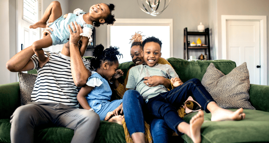 Family being together and laughing